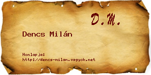 Dencs Milán névjegykártya